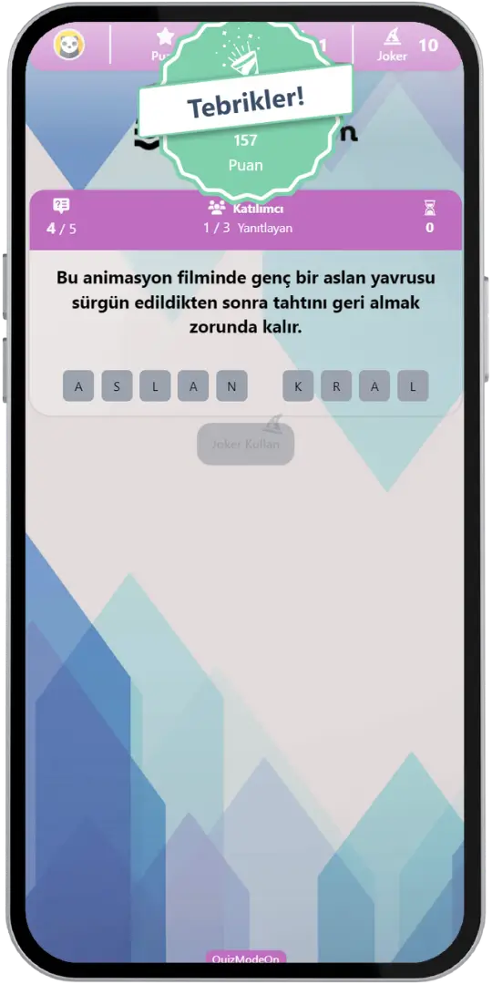 doğru cevapla puan kazanımı