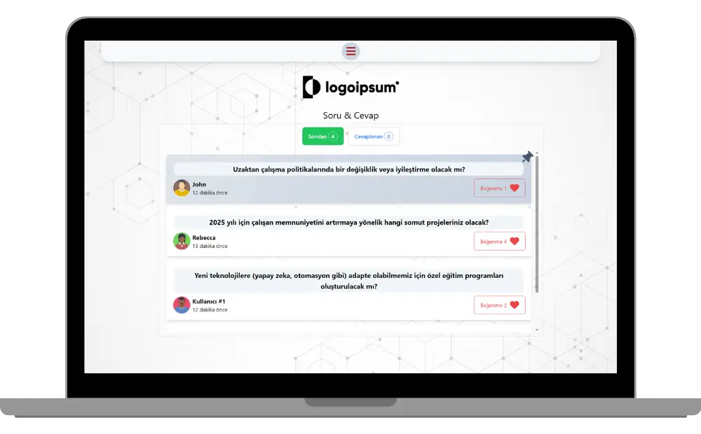 soru pinleme aksiyonu