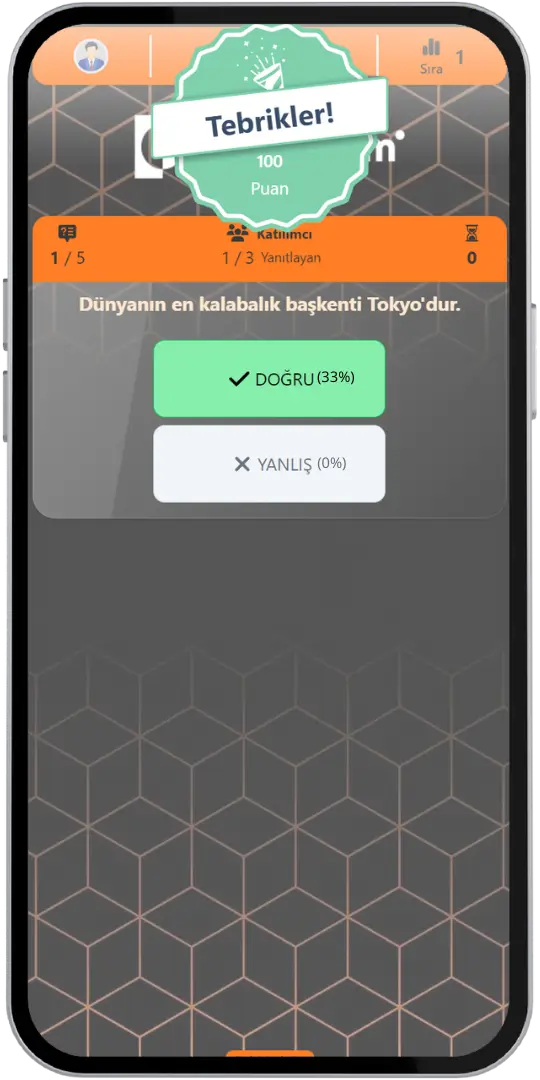 doğru cevapla puan kazanımı